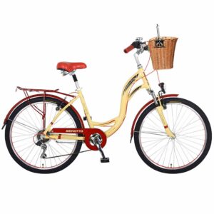 Bicicleta Benotto Urbana City Bike Aluminio R26 7V Sunrace, Frenos V, Crema
