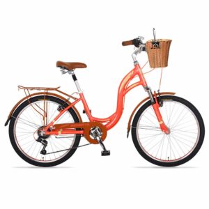 Bicicleta Benotto Urbana City Bike Aluminio R24 7V Sunrace, Frenos V, Naranja